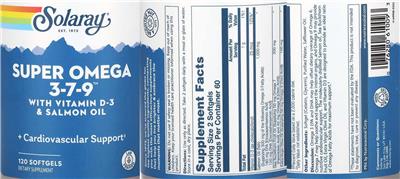 Solaray Super Omega 3-7-9 with Vitamin D-3 & Salmon Oil product packaging