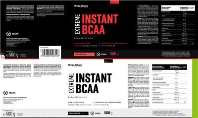Body Attack Sports Nutrition Extreme Instant BCAA Watermelon Flavour source label used in the packaging illustration