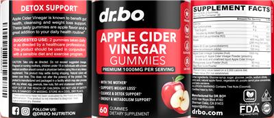 dr.bo Apple Cider Vinegar Gummies 1000 mg source label used in the packaging illustration