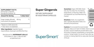 SuperSmart Super Gingerols product packaging
