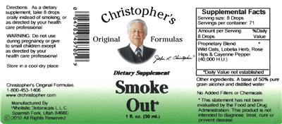 Christopher's Original Formulas Smoke Out source label used in the packaging illustration