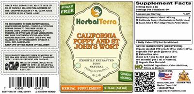 Herbal Terra California Poppy and St John's Wort Sugar Free product packaging