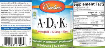 Carlson A - D3 - K2 source label used in the packaging illustration