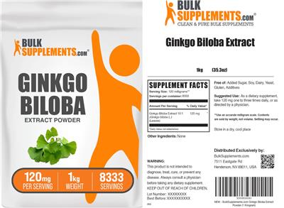 BulkSupplements.com Ginkgo biloba Extract Powder 120 mg product packaging