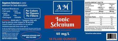 AM Angstrom Minerals Ionic Selenium source label used in the packaging illustration