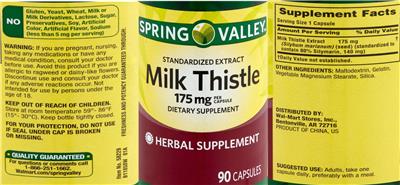 Spring Valley Milk Thistle 175 mg source label used in the packaging illustration