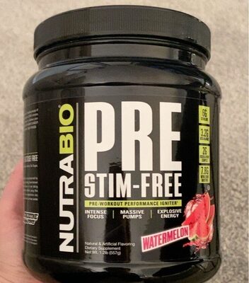 NutraBio PRE Stim-Free Watermelon product packaging