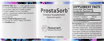 Tesseract Medical Research ProstaSorb source label used in the packaging illustration
