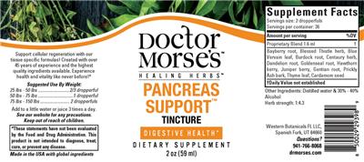 Doctor Morse's Healing Herbs Pancreas Support Tincture source label used in the packaging illustration