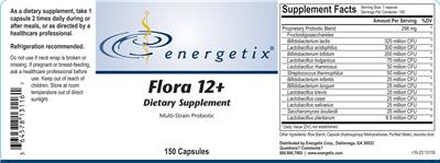 Energetix Flora 12+ source label used in the packaging illustration