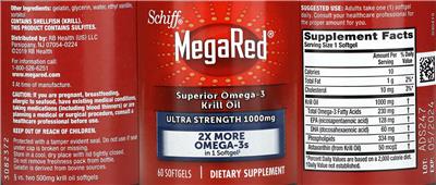 Schiff MegaRed Superior Omega-3 Krill Oil Ultra Strength 1000 mg source label used in the packaging illustration