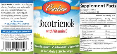 Carlson Tocotrienols source label used in the packaging illustration