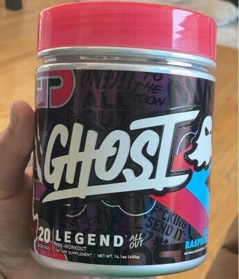 GHOST Legend All Out Blue Raspberry source label used in the packaging illustration