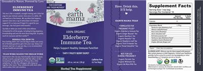 Earth Mama Organics 100% Organic Elderberry Immune Tea source label used in the packaging illustration
