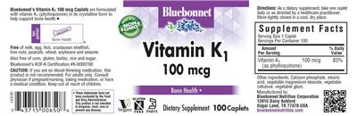 Bluebonnet Vitamin K1 100 mcg product packaging