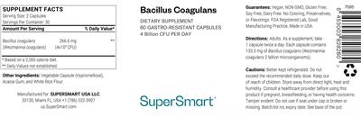 SuperSmart Bacillus Coagulans 4 Billion CFU product packaging