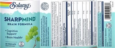 Solaray SharpMind Brain Formula product packaging