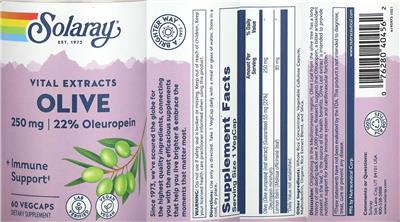 Solaray Olive 250 mg 22% Oleuropein product packaging