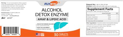 FlyNew Alcohol Detox Enzyme source label used in the packaging illustration