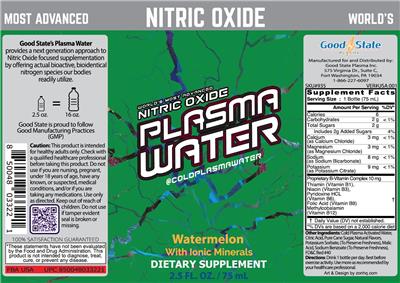 Good State Plasma Nitric Oxide Plasma Water Watermelon source label used in the packaging illustration