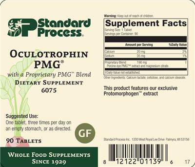 SP Standard Process Oculotrophin PMG source label used in the packaging illustration