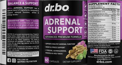 dr.bo Adrenal Support source label used in the packaging illustration