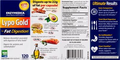Enzymedica Lypo Gold source label used in the packaging illustration