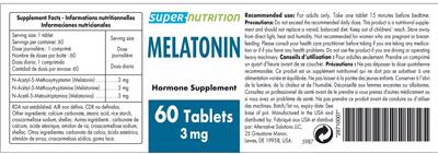 Super-Nutrition Melatonin 3 mg product packaging