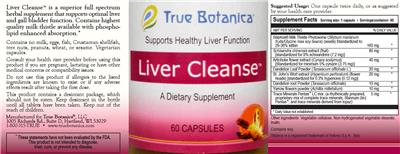 True Botanica Liver Cleanse source label used in the packaging illustration
