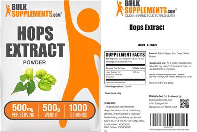 BulkSupplements.com Hops Extract Powder 500 mg product packaging