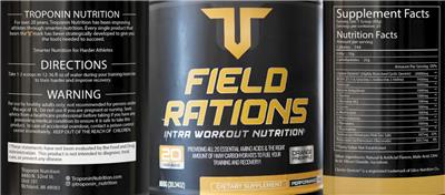 Troponin Nutrition Field Rations Orange Pineapple source label used in the packaging illustration