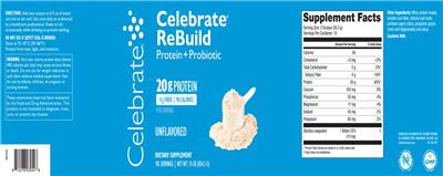 Celebrate Celebrate ReBuild Unflavored source label used in the packaging illustration