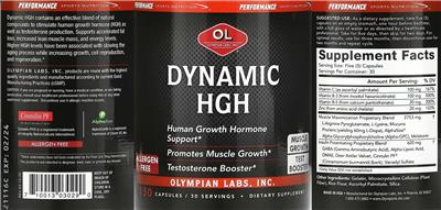 OL Olympian Labs Performance Sports Nutrition Dynamic HGH source label used in the packaging illustration