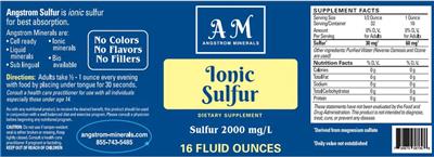 AM Angstrom Minerals Ionic Sulfur source label used in the packaging illustration