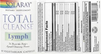 Solaray Total Cleanse Lymph product packaging