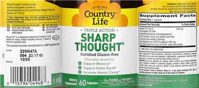 Country Life Sharp Thought source label used in the packaging illustration