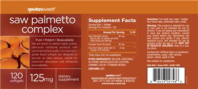 NewtonEverett Saw Palmetto Complex 125 mg source label used in the packaging illustration