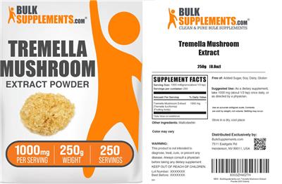 BulkSupplements.com Tremella Mushroom Extract Powder 1000 mg product packaging