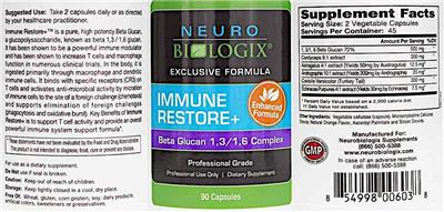 Neurobiologix Immune Restore+ source label used in the packaging illustration