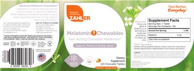 Advanced Nutrition by Zahler Melatonin Chewables 5 mg Orange Flavor source label used in the packaging illustration