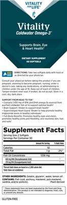 Vitality For Life Vitality Coldwater Omega-3 source label used in the packaging illustration
