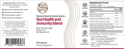 Yuen Diing Enterprise Gut Health and Immunity Blend source label used in the packaging illustration