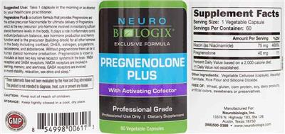 Neurobiologix Pregnenolone Plus source label used in the packaging illustration