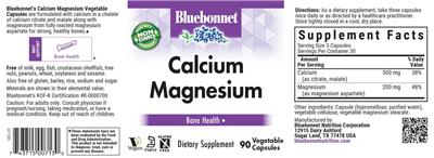 Bluebonnet Calcium Magnesium source label used in the packaging illustration
