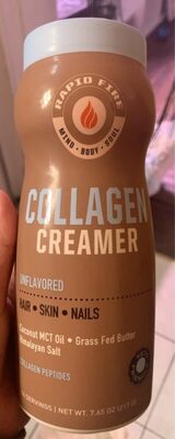Rapid Fire Collagen Creamer Unflavored source label used in the packaging illustration