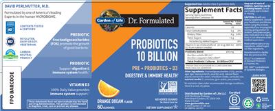 Garden of Life Dr. Formulated Probiotics 10 Billion Gummies Orange Dream Flavor product packaging