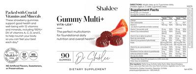 Shaklee Vita-Lea Gummy Multi+ source label used in the packaging illustration