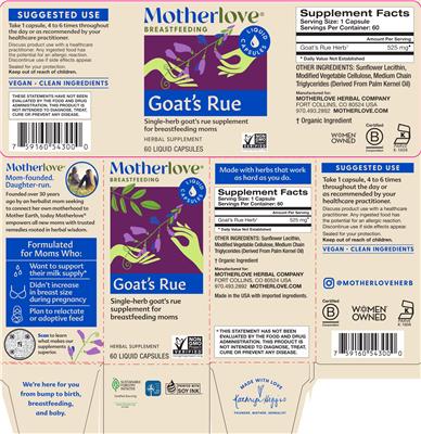 Motherlove Goat's Rue source label used in the packaging illustration