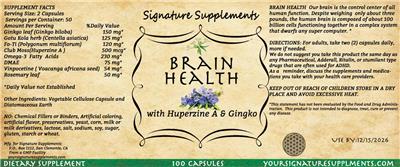 Signature Supplements Brain Health source label used in the packaging illustration
