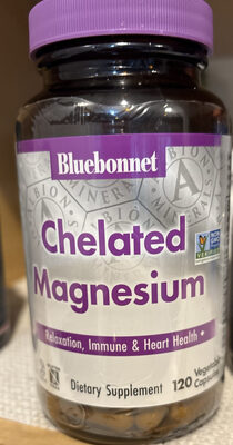 Bluebonnet Chelated Magnesium source label used in the packaging illustration